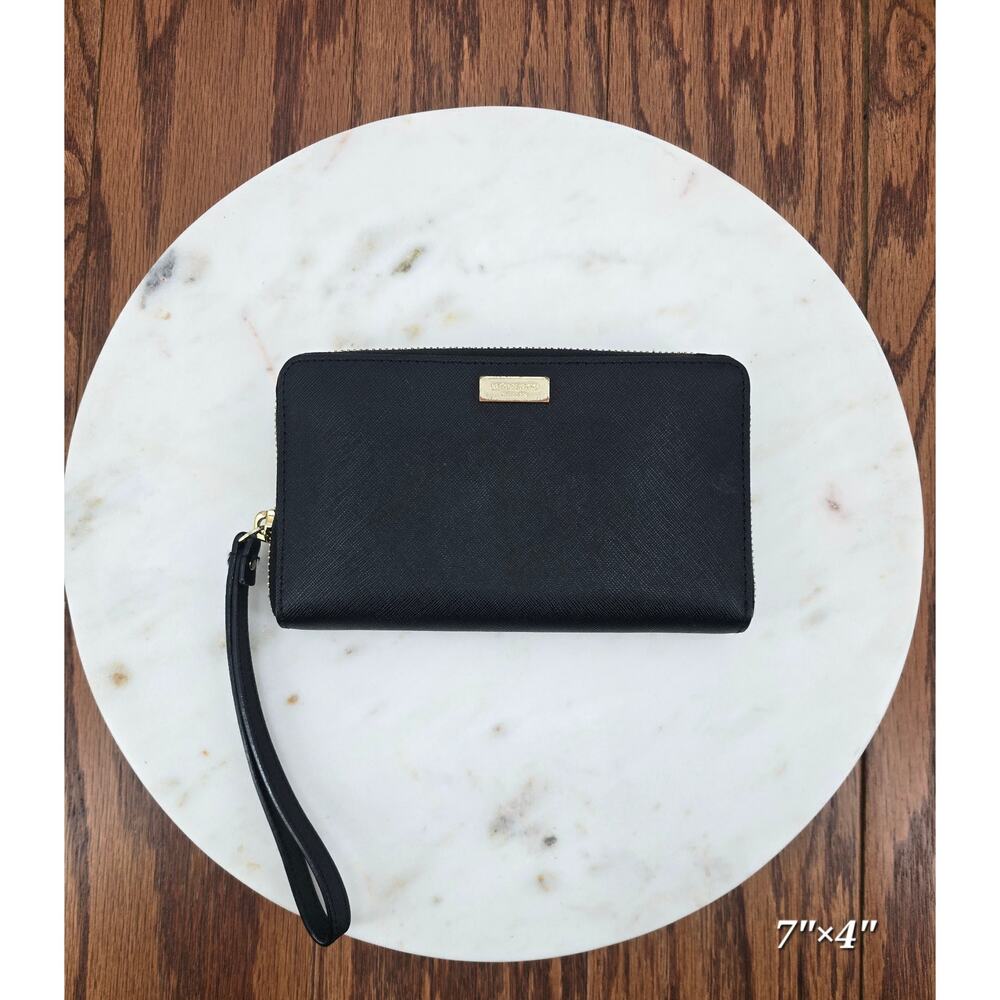 Kate Spade New York‎ Cameron Black Saffiano Leather Zip Around Wallet Wristlet